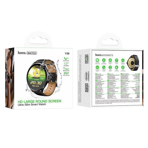 Умные часы HOCO Y39 (1.72"/280mAh/GPS/IP67/функция звонка/Уведомления/Bluetooth) черные