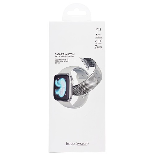 Умные часы HOCO Y42 (2.01"/260mAh/IPX6/функция звонка/Уведомления/Bluetooth) серебро