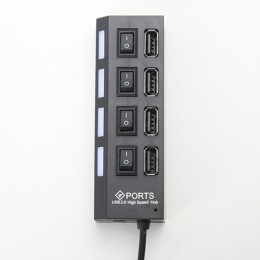 USB HUB 4 порта с выключателями СуперЭконом SBHA-7204-B черный 