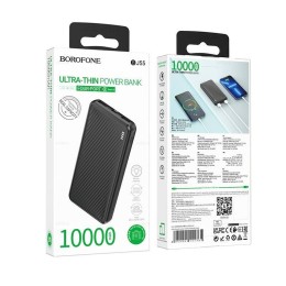 Внешний аккумулятор 10 000 mAh BOROFONE BJ55 (2USB/PD/Micro/инд.бат) черный