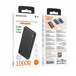 Внешний аккумулятор 10 000 mAh BOROFONE BJ56 (2USB QC3.0/PD 20W/LED инд) черный