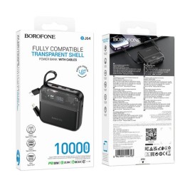 Внешний аккумулятор 10 000 mAh BOROFONE BJ64 (1USB QC3.0/2PD 20W/дисплей) черный