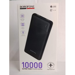 Внешний аккумулятор 10 000 mAh BOROFONE BJ88 (2USB/PD/LED инд.бат) черный