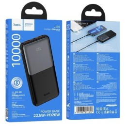 Внешний аккумулятор 10 000 mAh HOCO J136 (2USB QC3.0/PD 20W/Micro/дисплей) черный