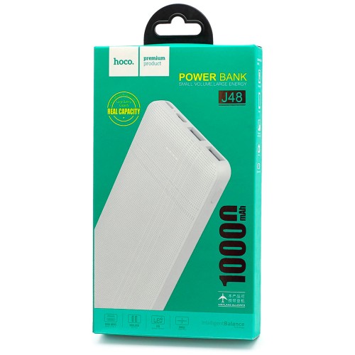 Внешний аккумулятор 10 000 mAh HOCO J48 (2USB/PD/Micro/LED инд. бат) белый