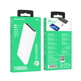 Внешний аккумулятор 10000 mAh BOROFONE BJ42 (1USB/PD/QC 3.0/дисплей) белый