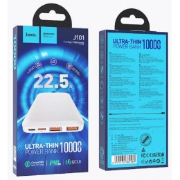 Внешний аккумулятор 10000 mAh HOCO J101 (2USB/PD/Micro/LED инд.бат) белый