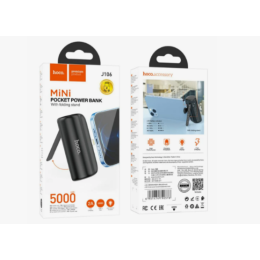 Внешний аккумулятор  5 000 mAh HOCO J106 (кабель Lightning) черный