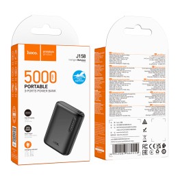 Внешний аккумулятор  5 000 mAh HOCO J158 (USB/PD/Micro/LED инд.бат) черный