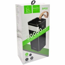 Внешний аккумулятор 50000 mAh DENMEN DP25 (2USB/PD/Micro/фонарик/дисплей) черный