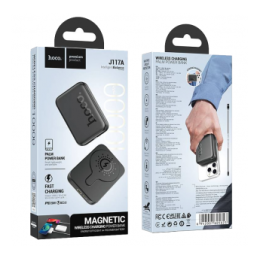  Внешний аккумулятор MagSafe 10 000 mAh HOCO J117A (PD 20W/QC3.0/LED инд.бат) черный