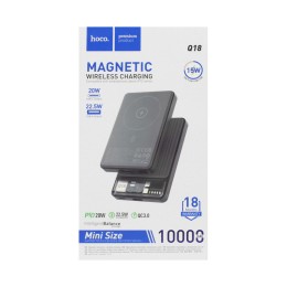  Внешний аккумулятор MagSafe 10 000 mAh HOCO Q18 (USB QC3.0/PD 20W/LED инд.бат) черный