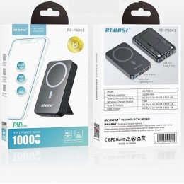  Внешний аккумулятор MagSafe 10 000 mAh RECRSI RE-PB041 (кабель Type-С/кабель Lightning) черный