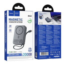  Внешний аккумулятор MagSafe 20 000 mAh HOCO Q44A (PD 45W/QC3.0/кабель Type-C ) серый