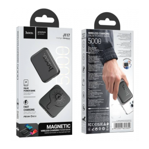  Внешний аккумулятор MagSafe  5 000 mAh HOCO J117 (QC3.0/PD 20W) черный
