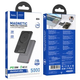  Внешний аккумулятор MagSafe  5 000 mAh HOCO Q26 (PD 20W/QC3.0) серый