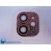 Защитное стекло на камеру iPhone 11/12 Mini со стразами красное