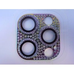 Защитное стекло на камеру iPhone 12 Pro Max со стразами разноцветное
