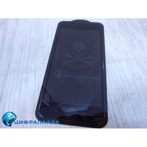 Защитное стекло Print iPhone 6 череп 6D черное