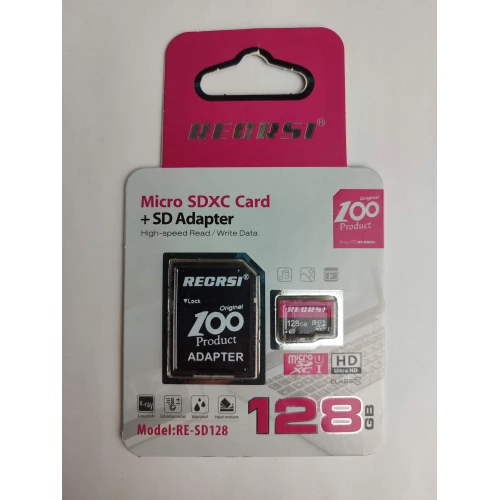 128Гб  карта памяти RECRSI RE-SD microSD + SD адаптер class10