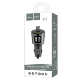 Авто FM модулятор HOCO E19 (2USB/2.4A) серый