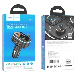 Авто FM модулятор HOCO E62 (2USB/PD/FM/QC 3/0) черный