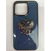Чехол пластиковый iPhone 13 Pro Max с гербом черно-синий