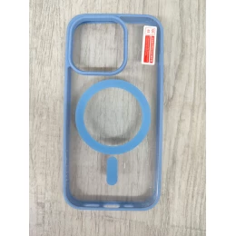 Чехол пластиковый iPhone 15 Pro Magsafe Magnetic Clear Case голубой