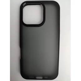 Чехол пластиковый iPhone 16 Pro "ПРОЗРАЧНО-МАТОВЫЙ ЦВЕТНОЙ" черный