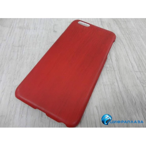 Чехол пластиковый iPhone 6 Plus под дерево красный