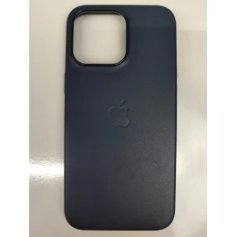 Чехол пластиковый Leather Case MagSafe ORG iPhone 15 Pro Max темно-синий