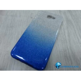 Чехол пластиковый Samsung J5 Prime блестящий  серебристо-голубой