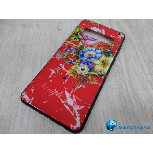 Чехол пластиковый Samsung S10 с рисунком и стразами (03)