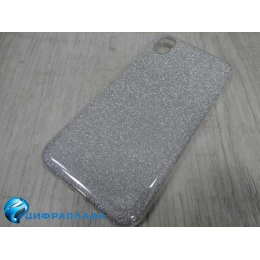 Чехол силикон-пластик Huawei Honor 8S Fashion с блестками серебристый