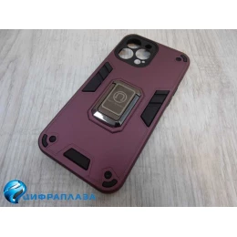Чехол силикон-пластик iPhone 13 Pro Max противоударный с подставкой бордовый (02)