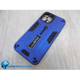 Чехол силикон-пластик iPhone 13 Pro Max противоударный с подставкой синий (01)