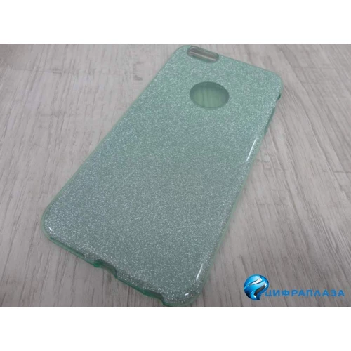 Чехол силикон-пластик iPhone 6 Plus Fashion с блестками зеленый