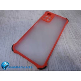 Чехол силикон-пластик Xiaomi POCO M4 Pro 5G прозрачный с защитой по краям красный/черный