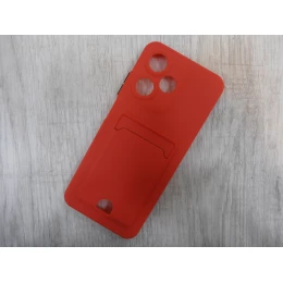 Чехол силиконовый Infinix HOT 30 Play матовый цветной с визитницей красный