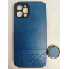 Чехол силиконовый iPhone 12 Pro комбинированный с кольцом синий
