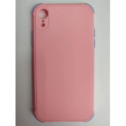 Чехол силиконовый iPhone XR с ЗАЩИТОЙ камеры розово-голубой