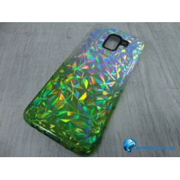Чехол силиконовый Samsung J6 2018 PRISMA (голограмма двухцветная) бело-зеленый
