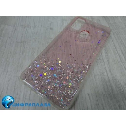 Чехол силиконовый Samsung M21 звездопад розовый