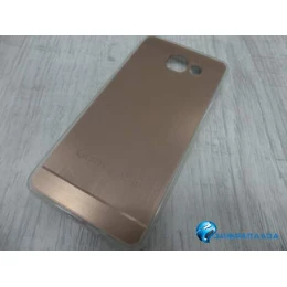 Чехол силиконовый зеркальный с полосками Samsung A510 розовый