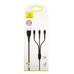 Кабель USB 3 в 1 Lightning/Micro USB/Type-C USAMS SJ367 U35 (2A/1m) черный