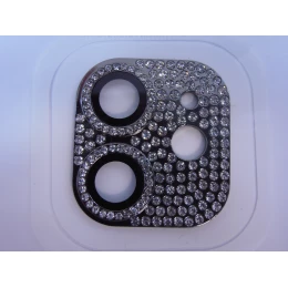 Защитное стекло на камеру iPhone 12 Pro со стразами черное