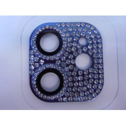 Защитное стекло на камеру iPhone 12 Pro со стразами синее